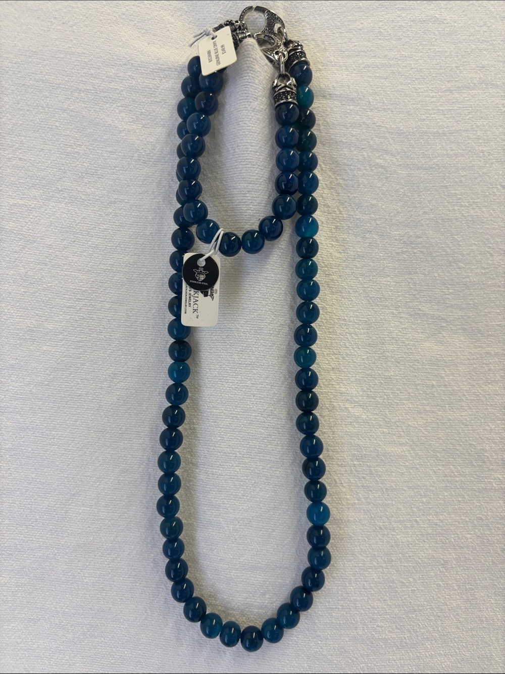 Blackjack Genuine Blue Onyx Necklace and Bracelet 2 Piece Set